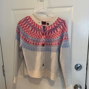 Vineyard Vines Cream, Red, and Blue Patterned Cardigan